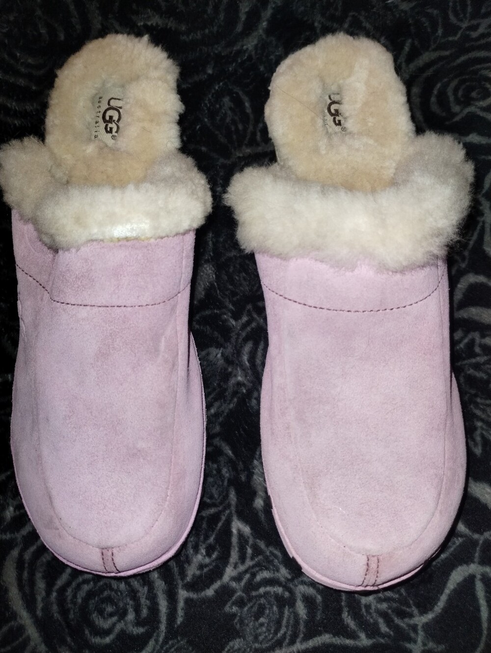Ugg Clogs Soft Pink Suede Leather Size 8.5 Sherpa Lined